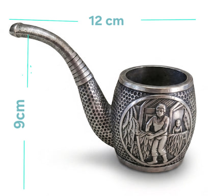 Vintage Pewter Tobacco-Themed Novelty Match Holder & Desk Cup