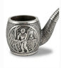 Vintage Pewter Tobacco-Themed Novelty Match Holder & Desk Cup