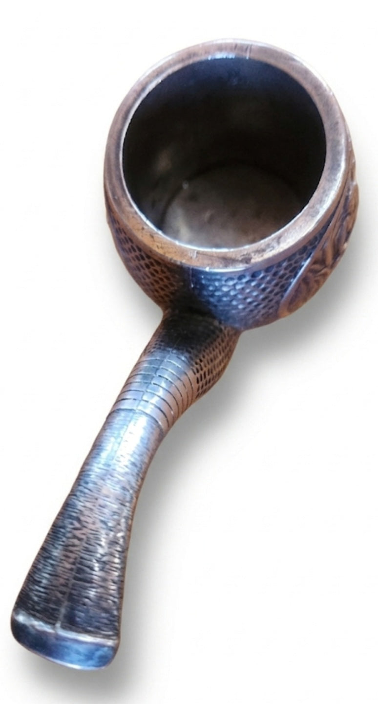 Vintage Pewter Tobacco-Themed Novelty Match Holder & Desk Cup