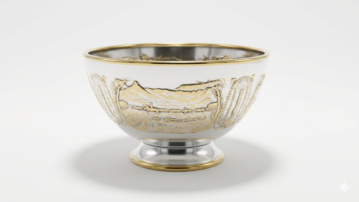 Vintage 1938 Centenary Commemorative Silver & Gold-Tone Footed Bowl