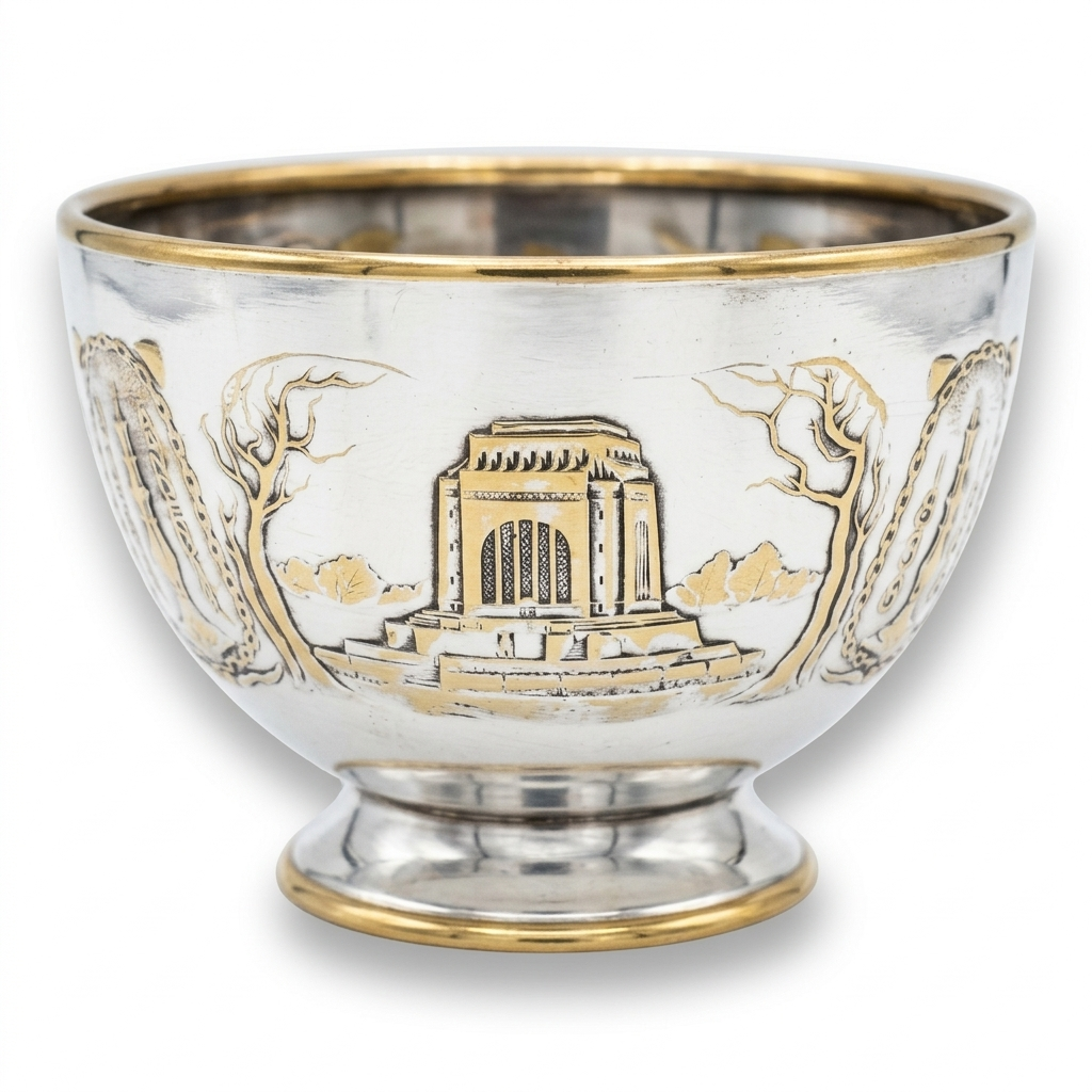 Vintage 1938 Centenary Commemorative Silver & Gold-Tone Footed Bowl