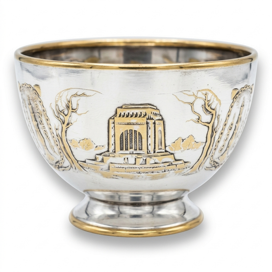 Vintage 1938 Centenary Commemorative Silver & Gold-Tone Footed Bowl
